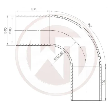 Ø80mm (3,15) silicone hose 90° bend black