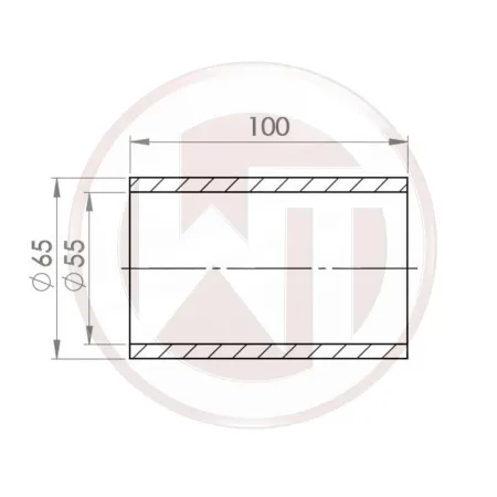 Ø55mm (2,16) silicone connector straight black