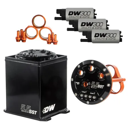 DeatschWerks 5.5L Surge Tank with 3 DW300 Fuel Pumps