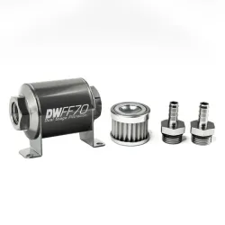 DeatschWerks In-Line Fuel Filter Kit 3/8IN Barb 5 Micron 70mm