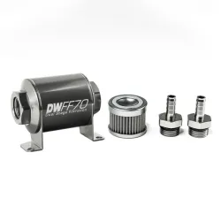DeatschWerks In-Line Fuel Filter Kit 3/8IN 100 Micron 70mm