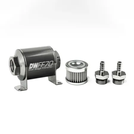 DeatschWerks In-Line Fuel Filter Kit 5/16 In Barb 5 Micron 70mm