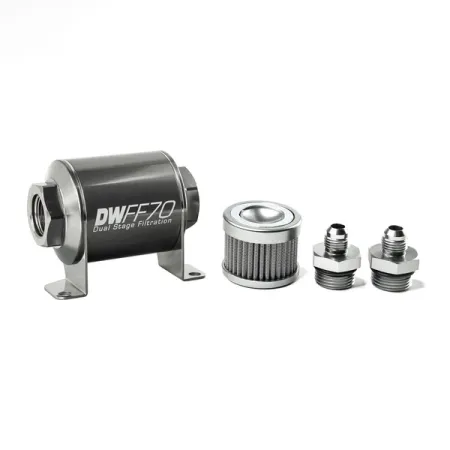 DeatschWerks In-Line Fuel Filter Kit -6AN 10 Micron 70mm