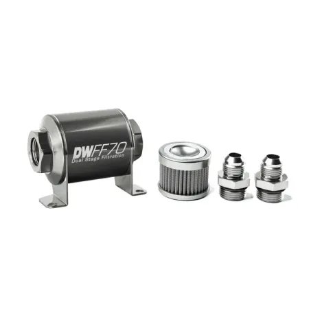 DeatschWerks In-Line Fuel Filter Kit -8AN 100 Micron 70mm