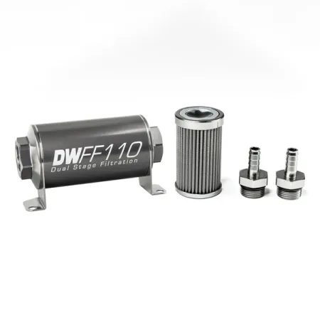 DeatschWerks In-Line Fuel Filter Kit 3/8IN 100 Micron 110mm
