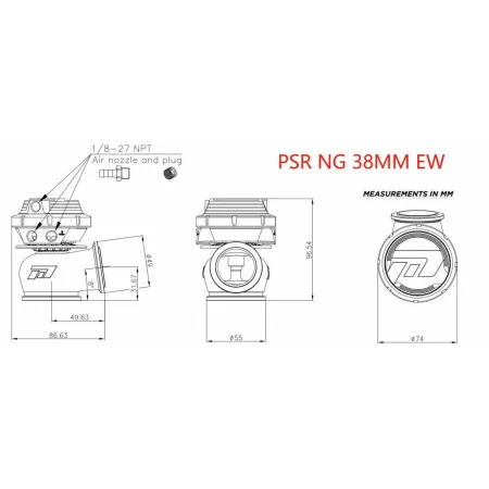 Pulsar PSR New Generation Wastegate 38mm Dual Vband External Wastegate Black