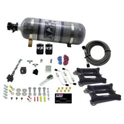 Dual 4150 Conventional Plate System Alcohol Stage 6 50-300Hp with 12Lb Carbon Bottle Nitrous Express NX 30245-12