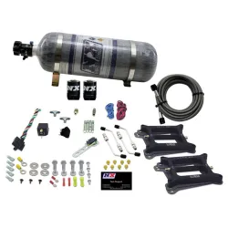 Dual 4150 Conventional Plate System Gasoline Pro-Power 100-500Hp with 12Lb Carbon Bottle Nitrous Express NX 50240-12