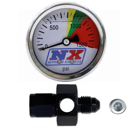 N2O Flo-Thru Pressure Gauge 4AN 0-1500 PSI Nitrous Express NX 15509