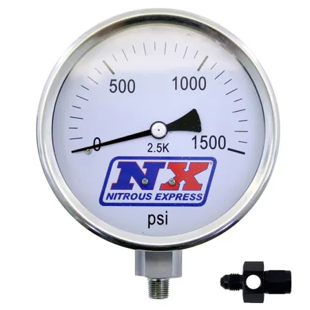 4 Inch Nitrous Pressure Gauge (Liquid Filled) with 4AN Adapter Nitrous Express NX 15541