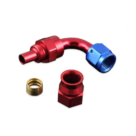 AN6 90' PTFE Końcówka paliwowa olejowa JIC Czerwony