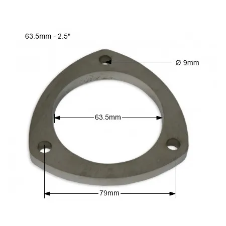 Flansza wydechowa nierdzewna SS304 2,5'' - 63,5mm FMIC.EU - 3 otwory