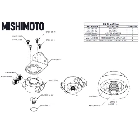 Mishimoto Remote Oil Filter Head 3/4