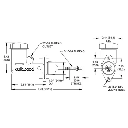 Pompa hamulcowa Wilwood 260-1304 ze zintegrowanym zbiornikiem 0.750