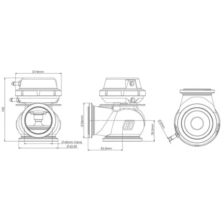 Wastegate Turbosmart TS-0506-1002 Gen4 Hyper-Gate45 7PSI