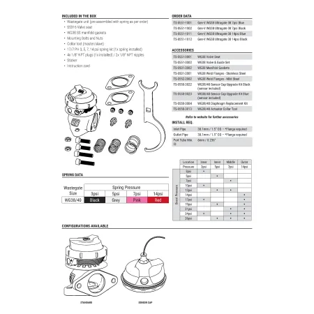 Turbosmart wastegate WG38 GenV Ultragate 38 14psi Blue