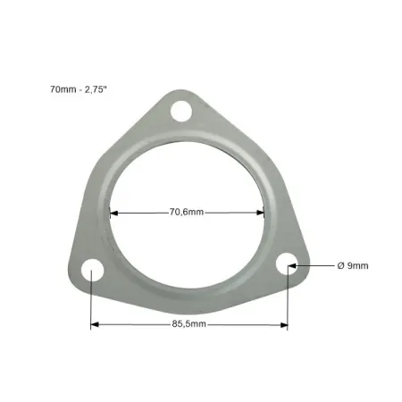 Uszczelka wydechu 70mm - 2,75” - 3 otwory nierdzewna