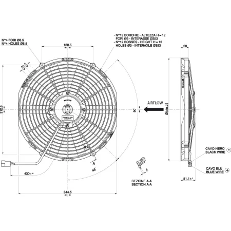 WENTYLATOR OSIOWY SPAL TŁOCZĄCY 12V VA13-AP9/C-35S (330 MM)