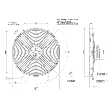 WENTYLATOR OSIOWY SPAL SSĄCY 12V VA18-AP71/LL-59A BT KS (385 MM)