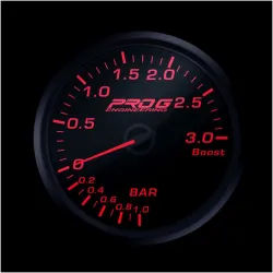 Wskaźnik Pro G Race Series RC, doładowania Boost 3 Bar RED 52mm