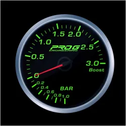 Wskaźnik Pro G Race Series RS, doładowania Boost 3 Bar GREEN 60mm