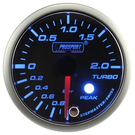 Wskaźnik Prosport Boost seria Stepper Motor Peak 52mm niebieski