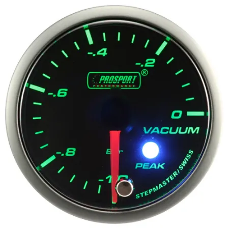 Wskaźnik Prosport Podciśnienie seria Stepper Motor Peak 52mm zielony