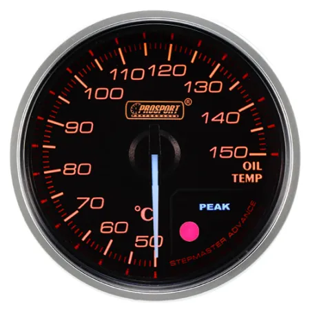Wskaźnik Prosport Premium temperatura oleju 52mm bursztynowy