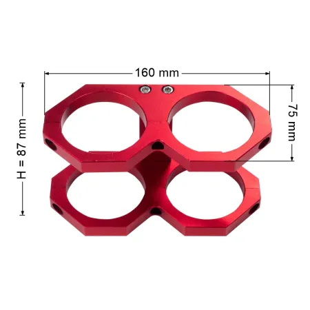 JRspec Podwójne mocowanie pompy paliwa 60mm typ 2 czerwony