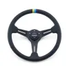 GReddy Sports "Deep Type" Steering Wheel (80 mm Dish), Black Leather, Black Spokes - 340 mm