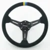 GReddy Sports "Deep Type" Steering Wheel (80 mm Dish), Black Suede, Black Spokes - 340 mm