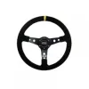 GT2I Race Suede Steering Wheel Dished 75 (Seude + Silver Spoke) Black