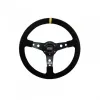 GT2I Race Suede Steering Wheel Dished 75 (Seude + Silver Spoke) Black
