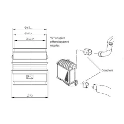 Alloy Male to Male Bayonet 65mm Coupler with Offset Nipples