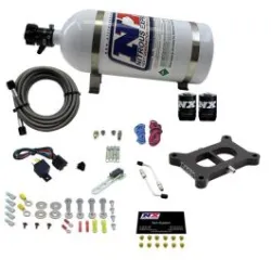Holley 2 BBL Conventional Plate System Gasoline Stage 6 50-300Hp with 10Lb Bottle Nitrous Express NX 30020