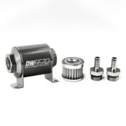 DeatschWerks In-Line Fuel Filter Kit 3/8IN Barb 5 Micron 70mm