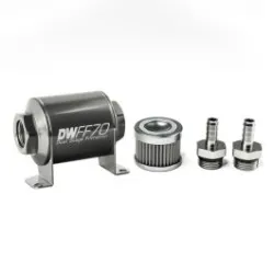 DeatschWerks In-Line Fuel Filter Kit 3/8IN 100 Micron 70mm