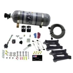 Dual 4150 Conventional Plate System Gasoline Stage 6 50-300Hp with 12Lb Carbon Bottle Nitrous Express NX 30240-12