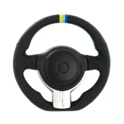 GReddy Black Leather Steering Wheel with 3-Color Stripe for Toyota GT86 (12-16)