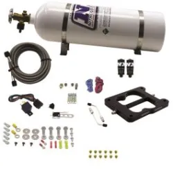 Q-Jet Holley Spreadbore Hitman Nitrous System 100-150-200Hp with 15Lb Bottle Nitrous Express NX 40080-15