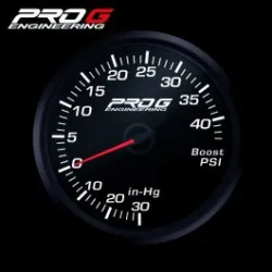 Wskaźnik Pro G Race Series RC, doładowania Boost 40 PSI WHITE 52mm