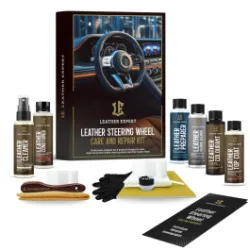 LEATHER EXPERT Steering Wheel Care and Repair Kit Black