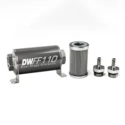 DeatchWerks In-Line Fuel Filter Kit 5/16IN 100 Micron 110mm