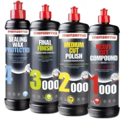 MENZERNA Zestaw Past Polerskich 1000 2000 3000 + Wosk Sealing Wax Protection Korekta i Ochrona Lakieru 4x250ml