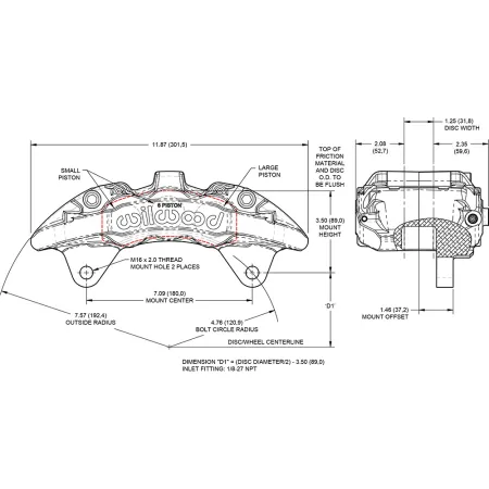 Zacisk hamulcowy 6 tłoczkowy Wilwood 120-16829 AeroDM prawy czarny