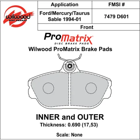 Klocki hamulcowe Wilwood 150-D0601K PM ProMatrix D601 Street Performance Racing Pads .69