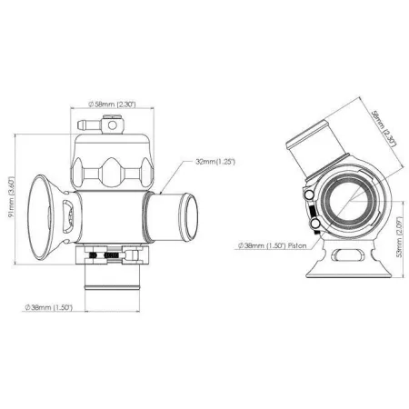 Uniwersalny zawór blow off z podwójnym kanałem do silnikow 4, 6 cylindrowych