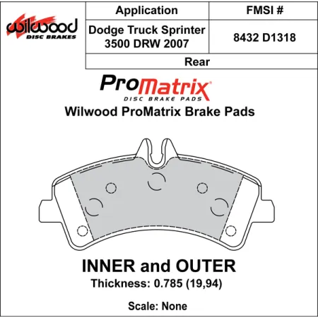Klocki hamulcowe Wilwood 150-D1318K PM ProMatrix D1318 Street Performance Racing Pads .785