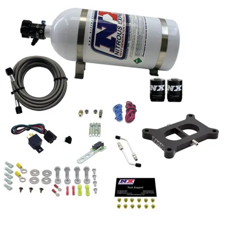 Holley 2 BBL Conventional Plate System Gasoline Stage 6 50-300Hp with 10Lb Bottle Nitrous Express NX 30020