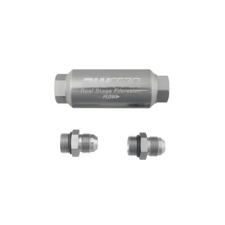 DeatschWerks Compact In-Line Fuel Filter Kit -8AN 10 Micron 70mm